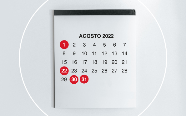 Principales obligaciones tributarias durante el mes de agosto de 2022